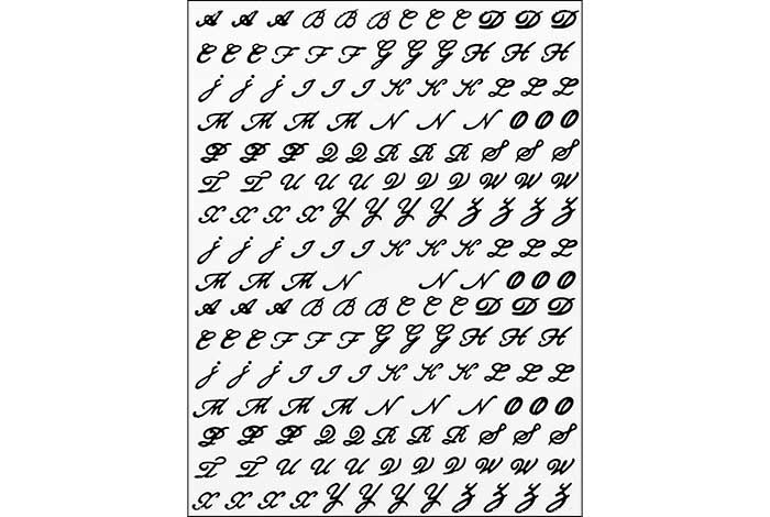 38 - Kursiva bokstäver 